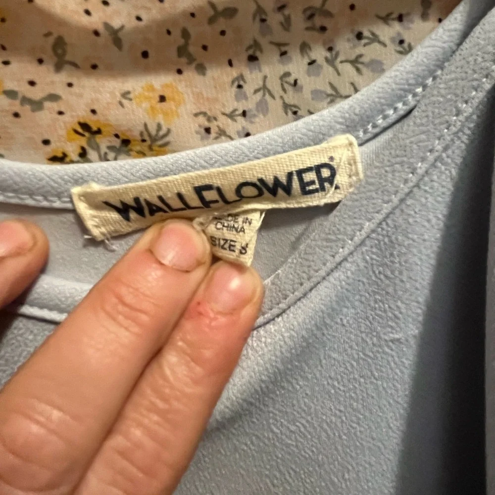 Wallflower Light Blue Dress with Floral Accents - Picture 3 of 5